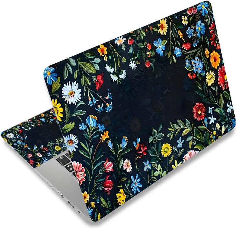 DINKY 11.6 13 13.3 14 15 15.6 inches Netbook Laptop Skin Sticker Reusable Protector Cover Case for Laptop Notebook Art Decorative, Blue and Red Flowers - Image 1